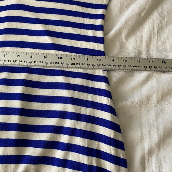 B-SHARP Womens Sleeveless Blue + White Stipe Midi Stretch Lined Dress Size Large - Picture 9 of 13